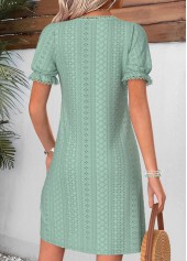 Sage Green Short Tuck Stitch V Neck Dress | thumb picture 