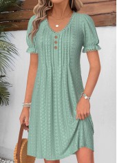 Sage Green Short Tuck Stitch V Neck Dress | thumb picture 