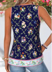 Multi Color Floral Print Patchwork Sleeveless Tank Top | thumb picture 