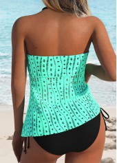Cyan Mid Waisted Lace Up Tankini Set | thumb picture 
