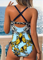 Navy Patchwork Baroque Print One Piece Swimwear | thumb picture 