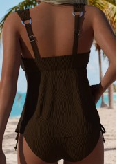 Dark Coffee Mid Waisted Tummy Coverage Tankini Set | thumb picture 