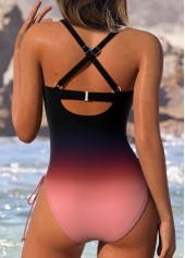 Multi Color Patchwork Ombre One Piece Swimwear | thumb picture 