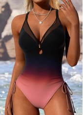 Multi Color Patchwork Ombre One Piece Swimwear | thumb picture 