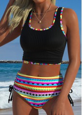 Black High Waisted Tribal Print Bikini Set | thumb picture 