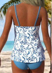 Blue Mid Waisted Layered Ditsy Floral Print Tankini Set | thumb picture 