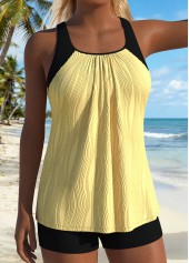 Cyan Layered Ruched Patchwork Tankini Top-No Bottom | thumb picture 
