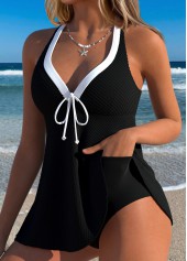 Black Layered Bowknot One Piece Swimdress | thumb picture 