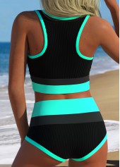 Cyan High Waisted Layered Bikini Set | thumb picture 