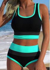 Cyan High Waisted Layered Bikini Set | thumb picture 