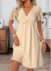 Beige Short Tummy Coverage V Neck Dress
