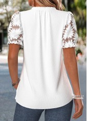 White Frill Short Sleeve V Neck T Shirt | thumb picture 