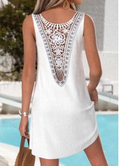 White Short Tummy Coverage Sleeveless V Neck Dress