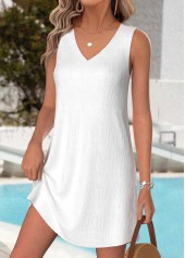 White Short Tummy Coverage Sleeveless V Neck Dress | thumb picture 