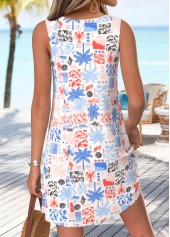 Multi Color Tropical Plants Print Short Tummy Coverage Dress | thumb picture 