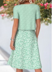 Light Green Ditsy Floral Print Two-piece Dress and Cardigan | thumb picture 