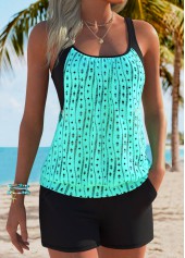 Cyan Mid Waisted Pocket Tankini Set | thumb picture 
