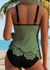 Sage Green Mid Waisted Hollow Out Tankini Set | thumb picture 