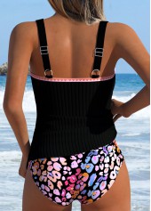 Black Mid Waisted Two-piece Leopard Tankini Set | thumb picture 