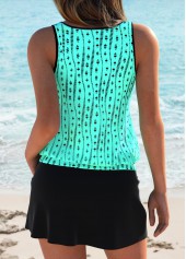 Cyan Mid Waisted Blouson Tankini Set | thumb picture 