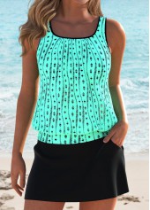 Cyan Mid Waisted Blouson Tankini Set | thumb picture 
