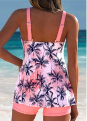 Dusty Pink Mid Waisted Lace Up Tankini Set | thumb picture 