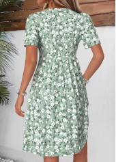 Sage Green Ditsy Floral Print Short Tummy Coverage Dress | thumb picture 