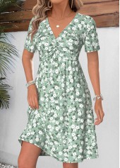 Sage Green Ditsy Floral Print Short Tummy Coverage Dress | thumb picture 