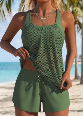 Sage Green Mid Waisted Two-piece Tankini Set