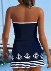Navy Mid Waisted Two-piece Striped Tankini Set | thumb picture 