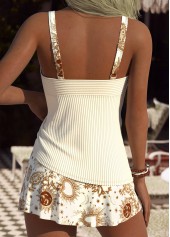 Beige Mid Waisted Star Print Tankini Set | thumb picture 