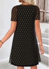 Black Geometric Print Short Two-piece Dress and Cardigan | thumb picture 