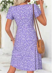 Light Purple Ditsy Floral Print Short Surplice Dress | thumb picture 