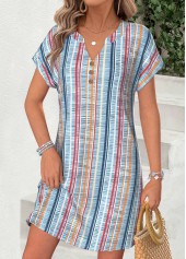 Multi Color Striped Short Tummy Coverage Split Neck Dress | thumb picture 