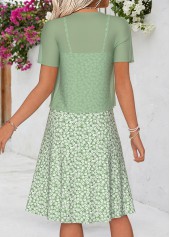 Sage Green Floral Print Two-piece Dress and Cardigan | thumb picture 