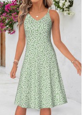 Sage Green Floral Print Two-piece Dress and Cardigan | thumb picture 