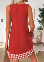 Red Plaid Short Tummy Coverage Sleeveless V Neck Dress | thumb picture 