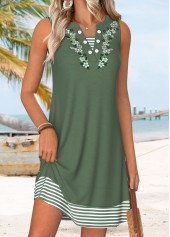 Green Floral Print Short Tummy Coverage Long Sleeve Dress | thumb picture 