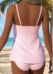 Pink Mid Waisted Layered Striped Tankini Set | thumb picture 