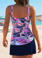 Multi Color Mid Waisted Drawstring Paisley Print Tankini Set | thumb picture 