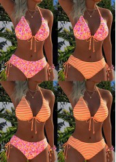 Pink Mid Waisted Pull On Bikini Set
