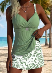 Sage Green Mid Waisted Tummy Coverage Tankini Set | thumb picture 