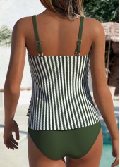 Black Mid Waisted Layered Striped Tankini Set | thumb picture 