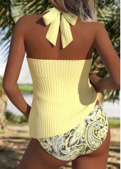 Light Yellow Mid Waisted Two-piece Paisley Print Tankini Set | thumb picture 