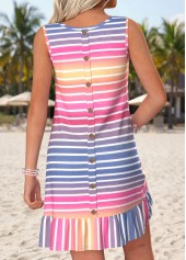Multi Color Striped Short Tummy Coverage Sleeveless Dress