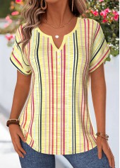 Yellow Multi Stripe Print Tummy Coverage Blouse