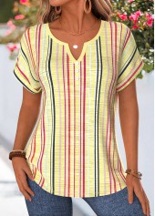 Yellow Multi Stripe Print Tummy Coverage Blouse | thumb picture 