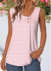Pink Tummy Coverage Sleeveless Asymmetrical Neck Tank Top | thumb picture 