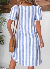 Light Blue Striped Short Tummy Coverage Square Neck Dress | thumb picture 