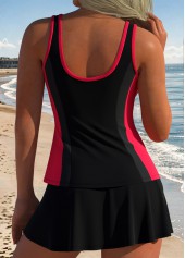 Black Mid Waisted Patchwork Tankini Set | thumb picture 